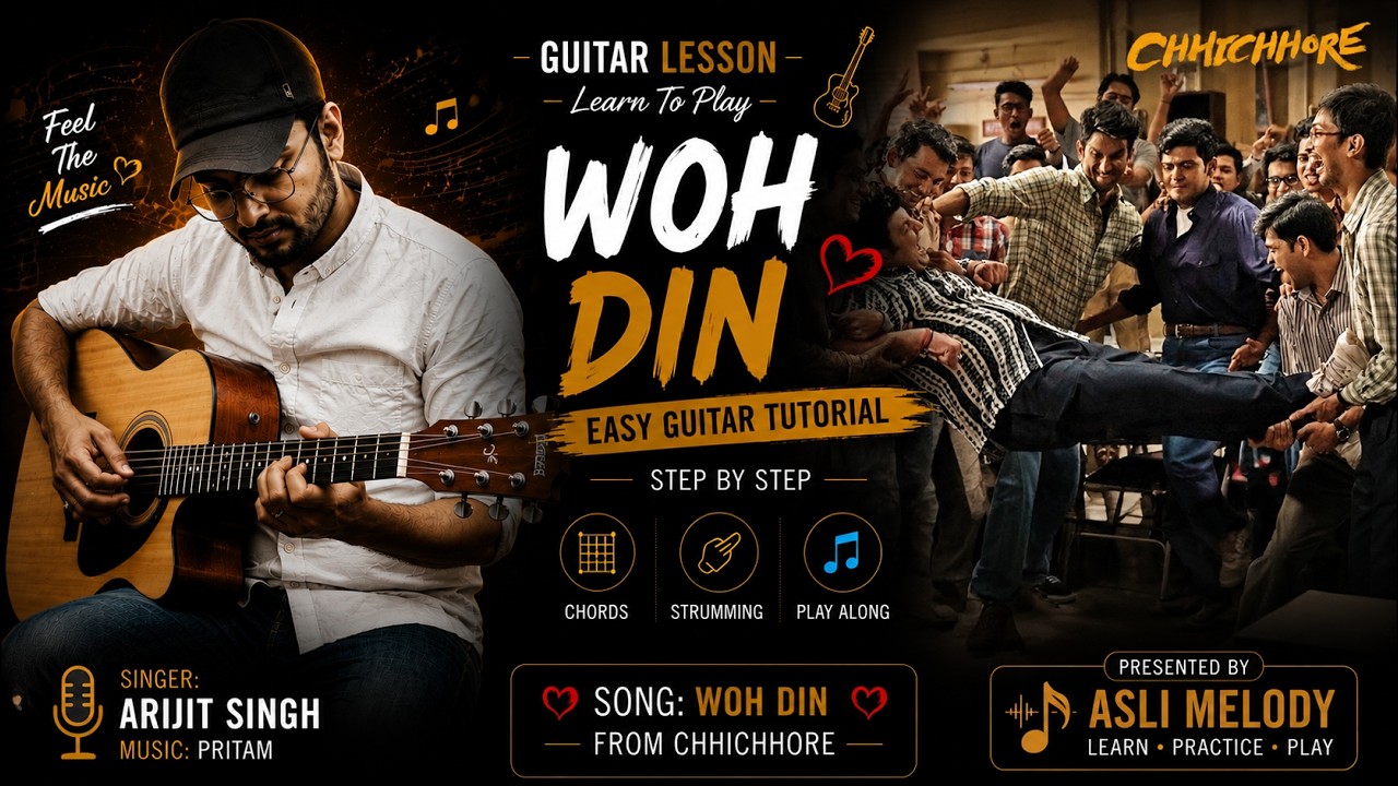 Guitar chords on Woh din Chhichhore | Arijit SIngh | Guitar Lesson Asli Melody — Rhythm Music Academy