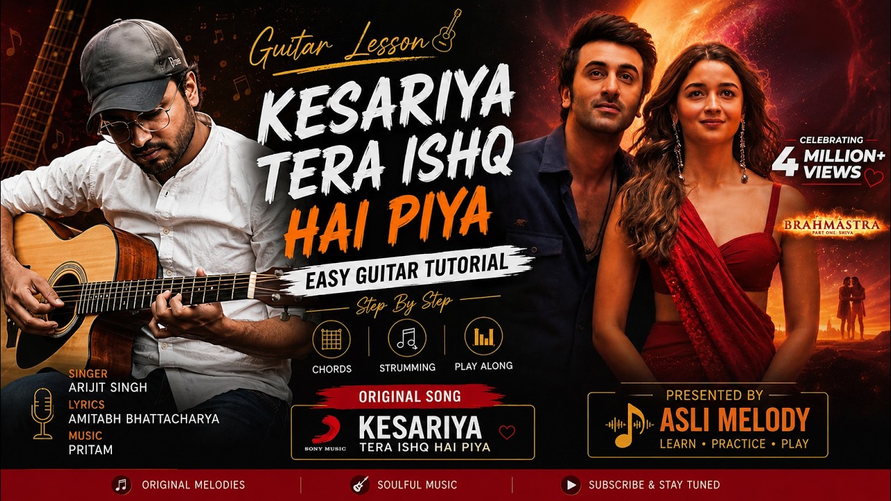 Kesariya Tera Ishq Hai Piya on Guitar | Arijit SIngh | Ranbir Kapoor, Alia Bhatt | Guitar Chords — Rhythm Music Academy